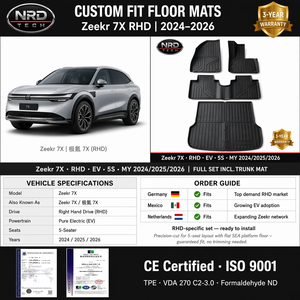 Alfombrillas de TPE para ZKR-Zeekr 7X-RHD-EV-5S_2024, Impermeables, Juego Completo + Alfombrilla de Maletero, OEM/ODM, Entrega Rápida DDP |   CE ISO9001 HAPTEST - Product Image 6