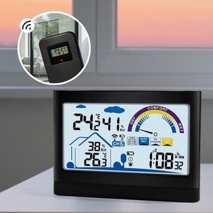 Smart ABS Weather <strong>Clock</strong> with DCF Signal Temperature Humidity Meter <strong>Barometer</strong> Vertical/Wall Mounted Outdoor Office Use Desktop - Product Image 1