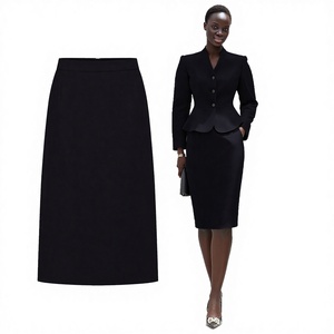High-End Fashionable <b>Black</b> Breathable Knee-Length <b>Wrap</b> Skirt Women Soft Comfortable Spandex Digital Print Design Formal - Product Image 3