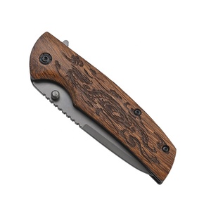 Coltello tascabile tattico pieghevole rivestito in titanio all'ingrosso con manico in Wenge Grey campeggio coltello di sopravvivenza OEM personalizzabile - Product Image 6