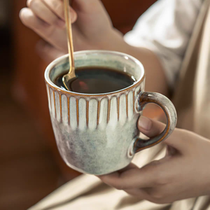 Wholesale Chinese Supplier Japanese Style Embossed Retro Ceramic Stoneware Coffee Mugs Eco-friendly Dishwasher & Microwave Safe - Product Image 6