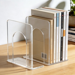 מעמד ספרים שקוף בצורת L מדגם WANHAN, עשוי PS, רב תכליתי, עם מחזיקי ספרים, לשימוש בחדר שינה ובמשרד - Product Image 6