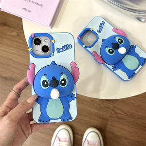 <span class=keywords><strong>Coque</strong></span> de téléphone portable en silicone souple pour <span class=keywords><strong>iPhone</strong></span> 15 Pro Max 14 13 12 11 avec motif de dessin animé <span class=keywords><strong>Stitch</strong></span> et bulles - Product Image 1