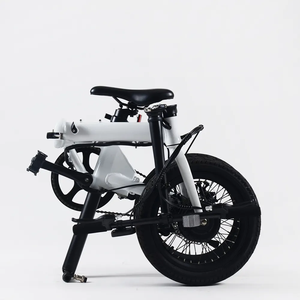 Hottech Ebike 16 inch white folding electric+bicycle+motor 250w 36v electric dirt bike e bike fold suspension