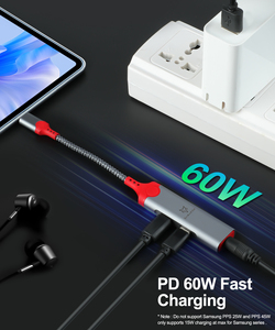 Bộ chuyển đổi tai nghe sarafox K13 Type-<span class=keywords><strong>C</strong></span> sang 3.5mm sạ<span class=keywords><strong>c</strong></span> nhanh 2in1 pd60w Bộ chuyển đổi tai nghe âm thanh AUX 32bit/384kHz cho iPad Samsung - Product Image 3