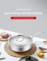 Poêle à frire multifonction moderne en acier inoxydable antiadhésif de 28 cm avec fond en fonte pour steak, œufs, pâtes, compatible gaz et induction