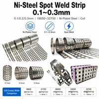 Bande de soudure par points en acier nickelé sur mesure 0,1 0,2 0,3 mm pour pack de cellules 18650 21700 26650 32650 32700 Bobine plate