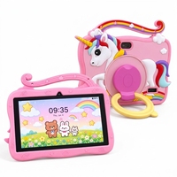 Tablette pour enfants 7 pouces Android 8.1 2 Go 16 Go WiFi 1024x600 rose avec étui en silicone licorne et support
