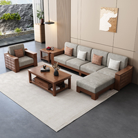 Elegantes L-förmiges Sofa-Set aus Samt mit Mid-Century Modern Design und Liegefunktion für Apartment-Wohnzimmer, mit Bücherregal