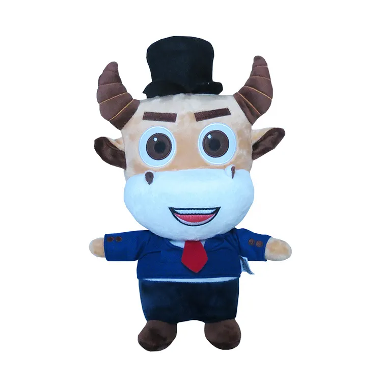 Professional custom animal bull mascot toy stuffed plush cow toy supplier