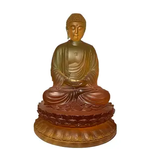 Fabricantes Atacado Personalizar Decorativa De Ouro Artesanato De Vidro De Cristal Buda Estátua Decoração Budista