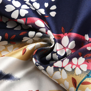 Diseño personalizado flores de cerezo estampado completo mujeres Kimono batas poliéster Spandex verano Loungewear mujeres conjuntos - Product Image 3