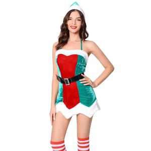 Conjunto de Lencería Sexy de Navidad para Mujer Adulta, Disfraz de Duende Navideño, Vestido Corto para Club Nocturno, Disfraz de Poliéster para Juegos de Rol, para TV y Cine - Product Image 3