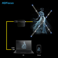 Ventilateur holographique interactif 3D de 65 cm pour affichage publicitaire intérieur, synchronisation LED, 4 pales, Cloud OEM