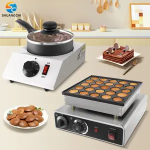 Shuangchi 25 holes pancake machine commercial snack equipment electric chocolate melting machine waffle baker machine for sale