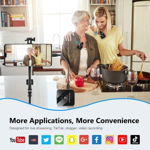 PULUZ Đa-Chức năng không dây âm thanh ghi âm Lavalier Microphone 2 TX + 1 RX ve áo Mini Mic Điện thoại phổ biến bán buôn Loại C - Product Image 5