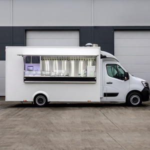 Camion de restauration mobile en acier inoxydable blanc avec compartiments isolés pour la livraison d'aliments surgelés, la restauration de rue, cuisine mobile - Product Image 1