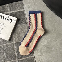 Chaussettes décontractées en coton respirant à rayures contrastées et jacquard, pour jeunes, multicolores, en stock, vente en gros d'usine