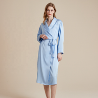 Peignoir long en soie pour femme, manches longues, doux, respirant, de luxe, pour spa et nuit, personnalisable avec logo OEM