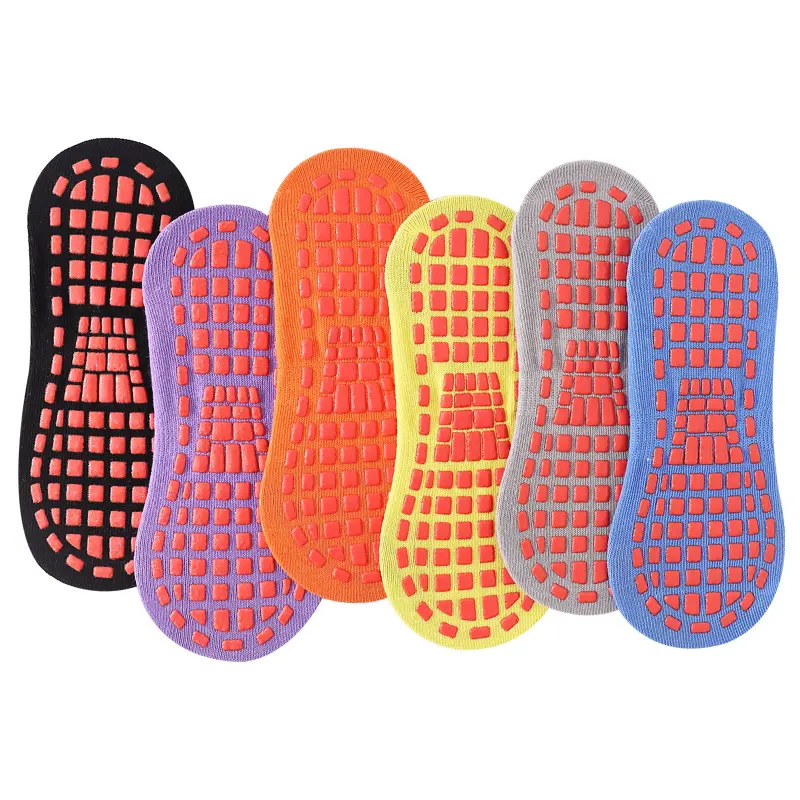 Breathable children's adult 6-color custom Yoga trampoline Park Sports grip non slip trampoline socks