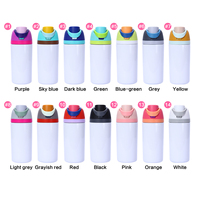 Vaso Térmico Sublimable de 16 oz, Botella de Agua Blanca con Tapas Multicolores para Niños, Escuela, Deportes al Aire Libre