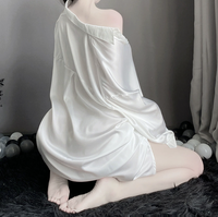 Chemise de nuit décontractée d'été pour femme, col en V, manches longues, style pyjama, grande taille, fine, blanche, pour la détente et le sommeil