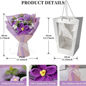 Ramo de Flores de Lana Tejido a Crochet, Hecho a Mano, Color Morado, Regalo Decorativo para Madres y Maestras - Product Image 5