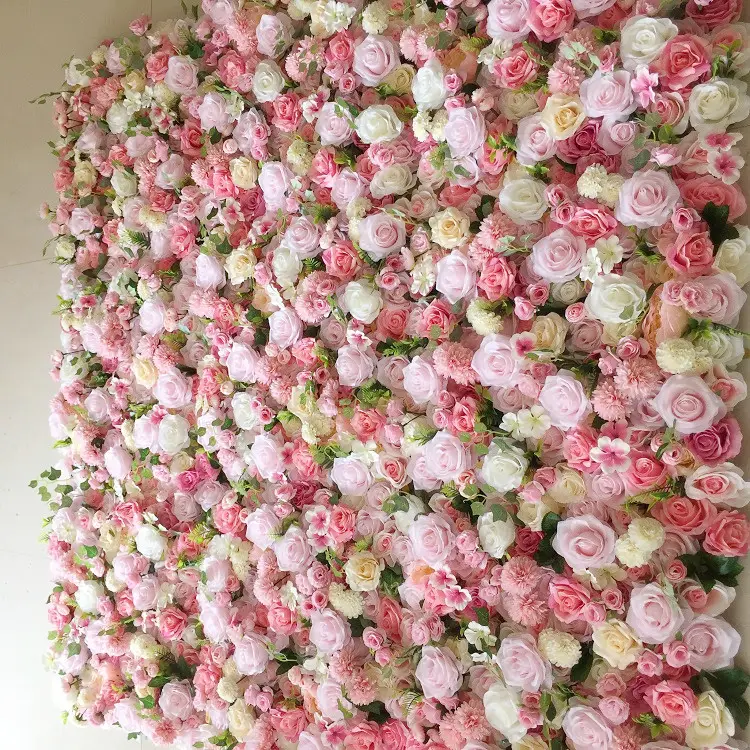 Barato personalizado rosa flor painéis partido evento decorativo floral parede seda casamento artificial fornecedores flowerwall pano de fundo