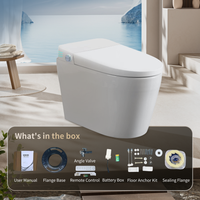 WC intelligent sans réservoir en céramique avec bidet intégré, design monobloc, chasse automatique, ouverture/fermeture, siège chauffant, eau chaude, séchage, télécommande
