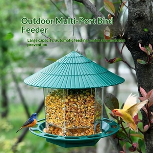 Hanging <strong>Wild</strong> <strong>Bird</strong> <strong>Feeder</strong> WithWeatherproof Roof, Transparent SeedContainer For Garden &amp; Patio Preventing Squirrels - Product Image 5