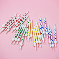 Bougies d'anniversaire à pois mignonnes avec supports pour la décoration de gâteaux, cadeaux pour fêtes d'enfants, banquets de mariage, fournitures de boulangerie