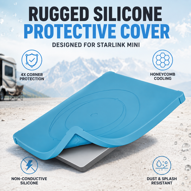 Rugged Liquid Silicone Protective Cover with Honeycomb Cooling Vents Shockproof Case for Starlink Mini Outdoor Travel