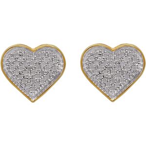 Jewelspaark 10K Gold Diamond Heart Stud Earrings 0.23 Ct Round Brilliant Cut For Women 10mm Length - Product Image 2