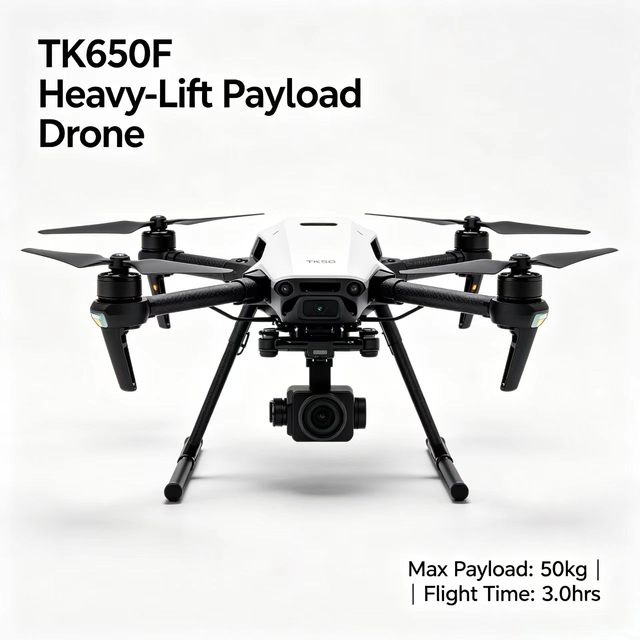 TK650F50kg Heavy Lift Cargo 20km Control Range 20m/s (72km/h) High Speed Industrial Delivery UAV 5.5-7.9m/s Wind Resistance
