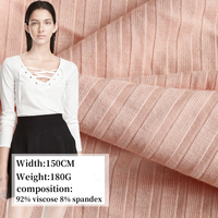 Tissu en maille côtelée en gros, 180 g/m², 92 % viscose, 8 % élasthanne, respirant, couleur unie, pour la confection de pantalons de yoga