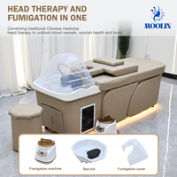 MOOLIN Vente en gros d'usine OEM/ODM Équipement de salon de beauté Bac de lavage de cheveux Table de massage thaïlandaise Lit de spa capillaire avec rangement