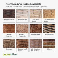 Panier suspendu en rotin fait main avec doublure en plastique et chaîne métallique pour véranda, terrasse, clôture, décoration bohème, vente en gros OEM