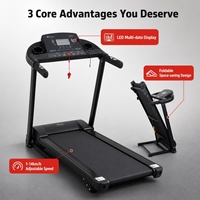 Treadmill Lipat untuk Rumah 1.25~2.5HP 1~14KM/Jam 3 Tingkat Kemiringan Layar LCD Fungsi MP3 Maks 120Kg Mesin Lari Lipat Grosir