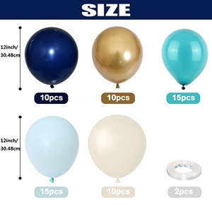 Globos Azul Turquesa Dorado, Paquete de 60, 12 Pulgadas, Verde Menta Metálico, Dorado Cromado, Azul Marino, para Decoración de Aniversarios y Comuniones - Product Image 2