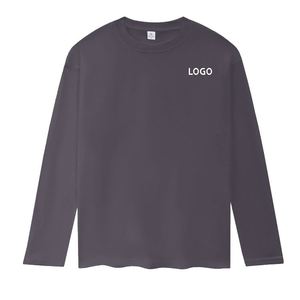 T-shirt à manches longues pour homme en coton 100% de haute qualité 210GSM, col rond uni, impression personnalisée, séchage rapide, respirant, t-shirts unisexes - Product Image 4
