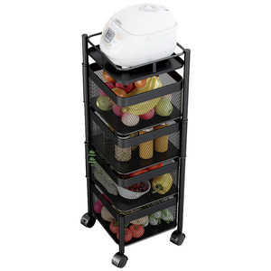 Morgie 3/4/5 niveaux cuisine support de rangement en métal 360 degrés rotatif étagère roues fruits légumes polyvalent <span class=keywords><strong>paniers</strong></span> en acier pour - Product Image 1