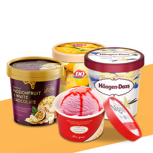 Wholesale Disposable Printed Paper Ice Cream Cup Paper Frozen Yogurt Cup with Dome Lid