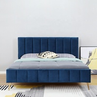 Lit double de style moderne Willsoon Lit design en bois massif pour la maison Tissu doux avec cadre en bois
