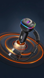 Cable telescópico de resorte de 1,2 metros 2 en 1, cargador rápido de 66W, carga de coche K2S con 2 Cables para iPhone tipo <span class=keywords><strong>C</strong></span> para Samsung - Product Image 4