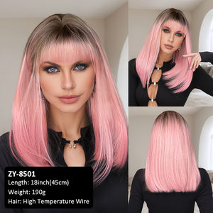 อีคอมเมิร์ซแบบข้ามพรมแดนเฉพาะสำหรับวิกผมวิกผมย้อมสีผมสีชมพูแบบบ๊อบไล่ระดับสีภายในหัวเข็มขัด - Product Image 5
