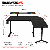 Bureau de jeu extensible en métal AOR Esports L1 avec LED pour ordinateur et ordinateur portable