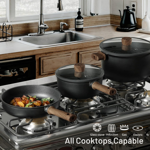 Juego de Utensilios de Cocina Antiadherentes de Titanio Ecológicos, Resistentes al Calor, con Tapa de Vidrio, Compatibles con Todo Tipo de Estufas - Product Image 6