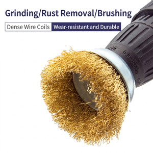 Yellow Steel Wire Brush with Metal Handle 100mm for Angle Grinder Metal Rust Removal Polishing Tool Dropshipping - Product Image 3