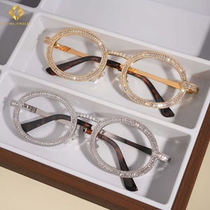 Lunettes de soleil Moissanite ovales à monture intégrale en argent 925, style Hip Hop unisexe pour adulte, verres transparents, bijoux raffinés - Product Image 5