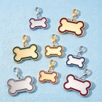 Ywyougang – Plaque d'identification pour animaux de compagnie en acier inoxydable en forme d'os, avec bordure émaillée scintillante, attache mousqueton en alliage, gravure laser DIY, cadeau